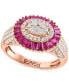 Фото #1 товара EFFY® Ruby (1-5/8 ct. t.w.) & Diamond (5/8 ct. t.w.) Baguette Cluster Ring in 14k Rose Gold