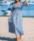 ფოტო #2 პროდუქტის Women's Pinstriped Smocked Maxi Beach Dress