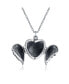 ფოტო #4 პროდუქტის Dome Large Guardian Angel Wing Feathered Heart Shaped Photo Locket For Women Holds Photos Pictures Oxidized Silver Necklace Pendant