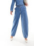 Фото #3 товара & Other Stories high waist barrel leg jeans with seam detail in mid wash blue