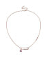 ფოტო #1 პროდუქტის 18K Rose Plated with Ruby & Cubic Zirconia Heart Charm Dangle Paperclip Adjustable Length Necklace