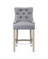 Фото #3 товара 24" Linen Fabric Tufted Buttons Upholstered Wingback Counter Stool