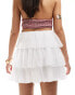 Фото #3 товара In The Style ruffle tiered mini rara skirt in white