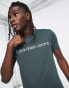 Фото #1 товара Calvin Klein Jeans institutional logo slim fit t-shirt in dark green