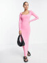 Фото #1 товара ASOS DESIGN square neck slinky maxi dress in pink