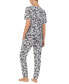 ფოტო #2 პროდუქტის Women's 2-Pc. Printed Jogger Pajamas Set