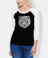 ფოტო #1 პროდუქტის Women's Raglan Word Art Bear Face T-shirt