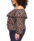 Фото #3 товара Plus Size Stadium Chain-Print Ruffle Top