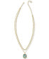 14k Gold-Plated Framed Stone Layered Pendant Necklace, 15" + 6" extender