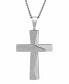 ფოტო #1 პროდუქტის Men's The Lord's Prayer Distressed Tablet Cross Pendant Necklace