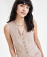 Фото #3 товара Women's Washed Twill Button Vest, Created for Macy's