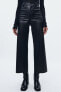 Zw navy straight-leg high-waist faux leather trousers