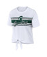 Women's White Michigan State Spartans Striped Front Knot Cropped T-shirt