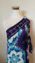 NY Collection Cold Shoulder Bell Sleeve Slip On Shift Dress Floral Blue Multi L