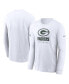 Фото #1 товара Men's White Green Bay Packers Sideline Performance Long Sleeve T-shirt