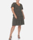 Фото #1 товара Plus Size Short Sleeve V-neck Tiered Midi Dress