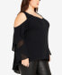 ფოტო #3 პროდუქტის Plus Size Hi Lo Cold Shoulder Long Sleeve Top