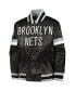 ფოტო #2 პროდუქტის Big Boys Black Brooklyn Nets Home Game Varsity Satin Full-Snap Jacket