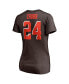 ფოტო #3 პროდუქტის Women's Nick Chubb Brown Cleveland Browns Player Icon Name and Number V-Neck T-shirt