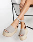 Фото #1 товара MIM Elisabetta studded two part espadrille flatforms in dark taupe