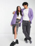 COLLUSION Unisex knitted textured boxy cardigan in purple