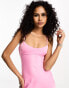 ONLY satin slip midi dress in pink