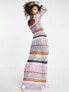 Фото #3 товара NA-KD crochet knitted maxi dress in stripe print