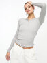 Cotton:On sleep recovery henley button front long sleeve top grey GREY MARL RIB, XL - фото #7