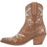 Dingo Primrose Embroidered Floral Snip Toe Cowboy Booties Womens Brown Casual Bo