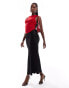 Фото #3 товара ASOS DESIGN slinky asymmetric draped neck top in red