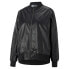Фото #1 товара Puma T7 Faux Leather Full Zip Bomber Jacket Womens Black Casual Athletic Outerwe