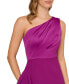 One-Shoulder Satin-Trim Draped Gown