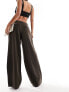 Фото #3 товара NA-KD x Claire Rose pleat detail trousers in brown
