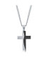 ფოტო #1 პროდუქტის Men's Stainless Steel Silver & Carbon Fiber Cross Necklace