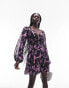 Topshop cross back tea dress in purple floral