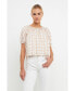 Фото #4 товара Women's Gingham Top with Short Puff Sleeves