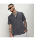 Фото #3 товара Men's Charcoal Grey Self-Design Block Shirt