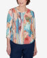 Фото #1 товара Petite Sedona Sky Spliced Floral Brushstroke Stripes Top