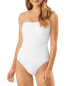 Фото #1 товара Tommy Bahama 299860 Pearl Shirred Bandeau One-Piece Swimsuit in White Size 10