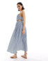 ASOS DESIGN cotton dobby midi sundress with cut out in icy blue