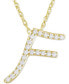 ფოტო #1 პროდუქტის Diamond Initial Pendant Necklace (1/10 ct. t.w.) in 14k Gold Over Sterling Silver, 16" + 2" Extender