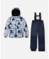 Toddler Boys Two Piece Snowsuit Watercolor Pine Print And Solid Navy Pant - Toddler|Child Navy blue watercolor pine print, 4T - фото #1