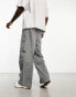 COLLUSION straight leg utility cargo trouser in washed grey