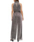 Фото #2 товара Women's Metallic Tie-Waist Halter Jumpsuit