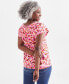 ფოტო #2 პროდუქტის Women's Printed Smocked-Neck Knit Top, Created for Macy's