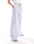 Pimkie drawstring wide leg drawstring trousers in blue and white stripe