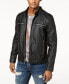 Фото #6 товара Men's Faux-Leather Detachable-Hood Motorcycle Jacket