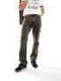 ASOS DESIGN straight leg jeans with carpenter detailing off brown wash