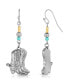 Silver-Tone and Imitation Turquoise Accent Western Boots Drop Earrings