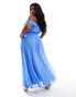 ASOS DESIGN Curve drape off shoulder dropped waist maxi dress in cornflower blue